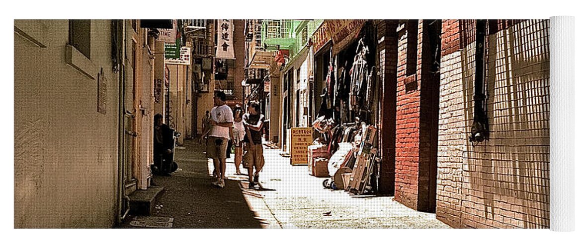 Alley Yoga Mat featuring the photograph San Fran Chinatown Alley by Bill Owen