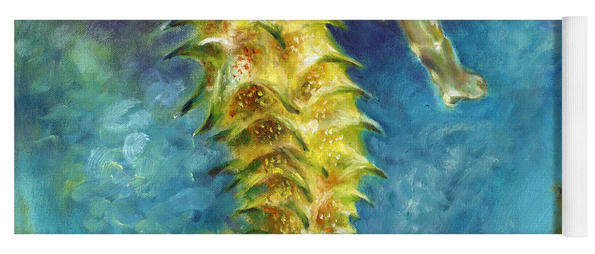  Yoga Mat featuring the painting Seahorse I by Nancy Tilles