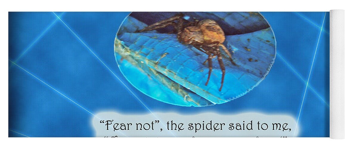 Spider Yoga Mat featuring the photograph Spider Halloween Card with Original Poem by Carol Senske