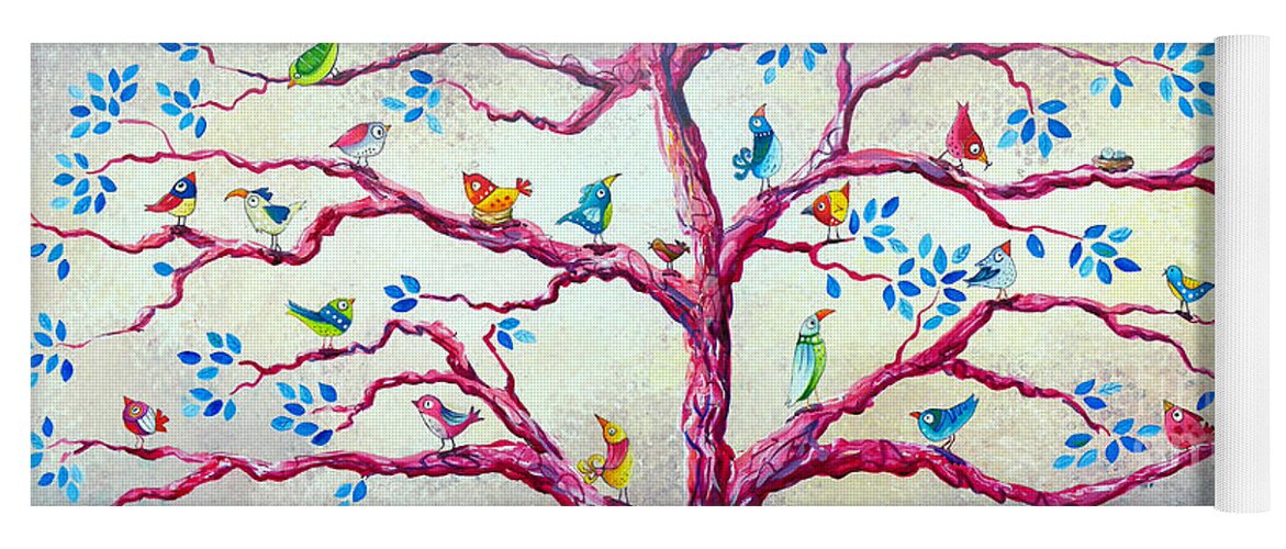 Birds Yoga Mat featuring the painting Spring Birds by Deb Broughton