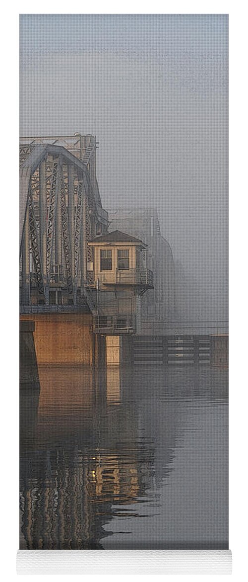 Steel Bridge Yoga Mat featuring the photograph Steel Bridge in Fog - vertical by Tim Nyberg