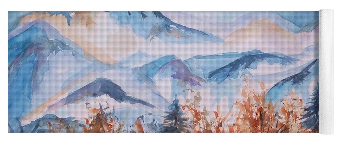 Squaw Butte Yoga Mat featuring the painting Storm Clouds Over The Butte by Ellen Levinson