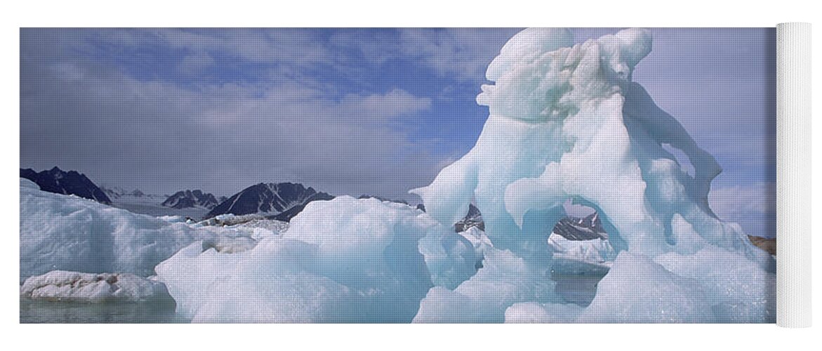 00142087 Yoga Mat featuring the photograph Summer Icebergs, Spitsbergen Island by Tui De Roy