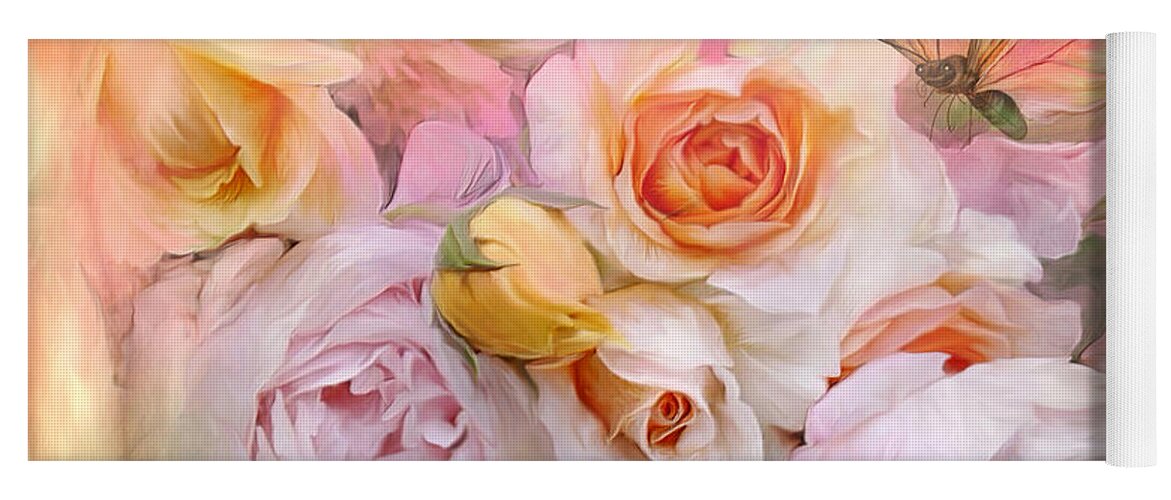 Roses Yoga Mat featuring the mixed media Summer Roses by Carol Cavalaris