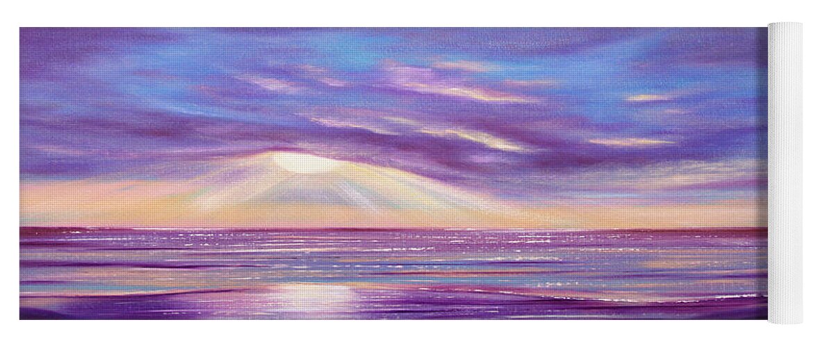 Sunset Yoga Mat featuring the painting Sunset Spectacular - Panoramic Sunset by Gina De Gorna