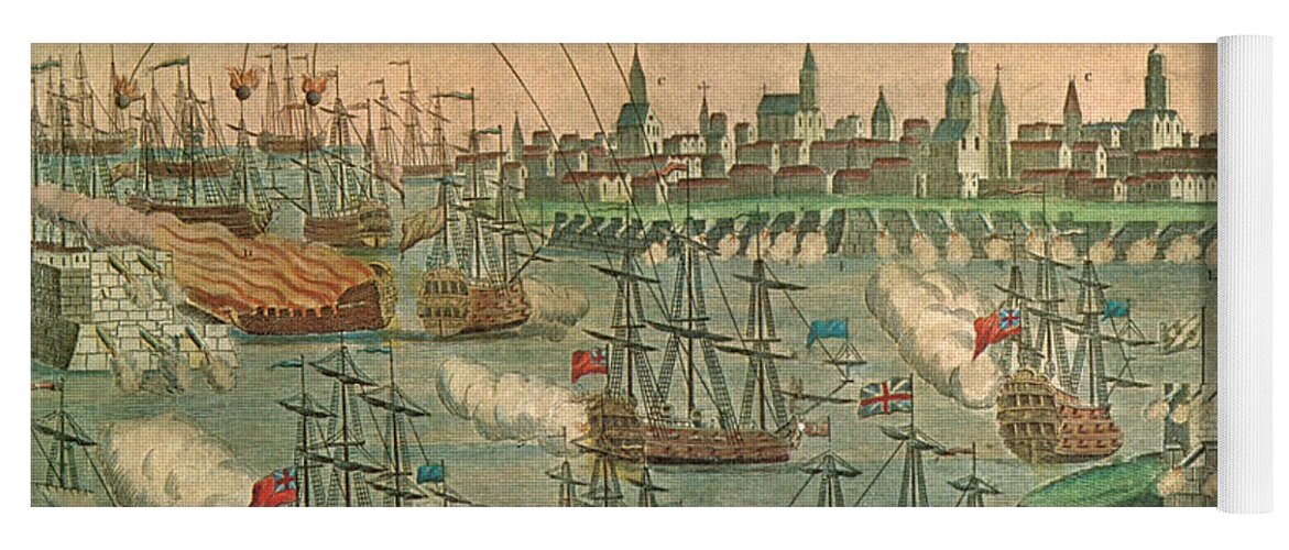 Seven Years War Yoga Mat featuring the photograph The Fall Of Louisbourg 1758 by Photo Researchers
