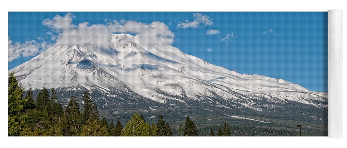 California Yoga Mat featuring the digital art The Heart of Mount Shasta by Carol Ailles