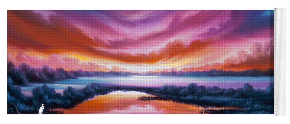 Sunrise; Sunset; Power; Glory; Cloudscape; Skyscape; Purple; Red; Blue; Stunning; Landscape; James C. Hill; James Christopher Hill; Jameshillgallery.com; Ocean; Lakes; Sky Yoga Mat featuring the painting The Last Sunset by James Hill