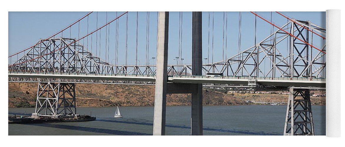 Transportation Yoga Mat featuring the photograph The New Alfred Zampa Memorial Bridge and The Old Carquinez Bridge . 5D16797 by Wingsdomain Art and Photography