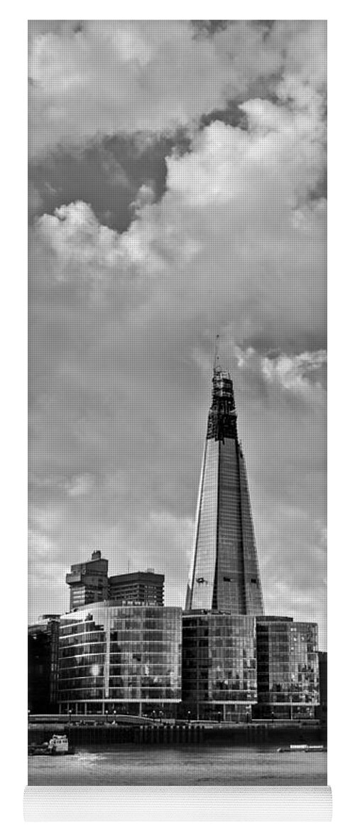 London Yoga Mat featuring the photograph The Shard London black and white by Gary Eason