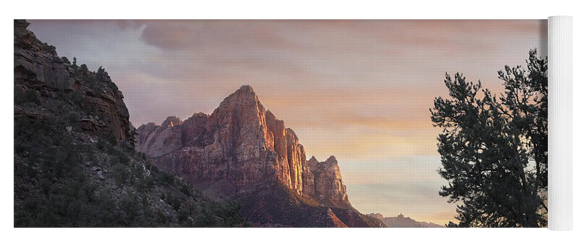 00438939 Yoga Mat featuring the photograph The Watchman Zion National Park Utah by Tim Fitzharris