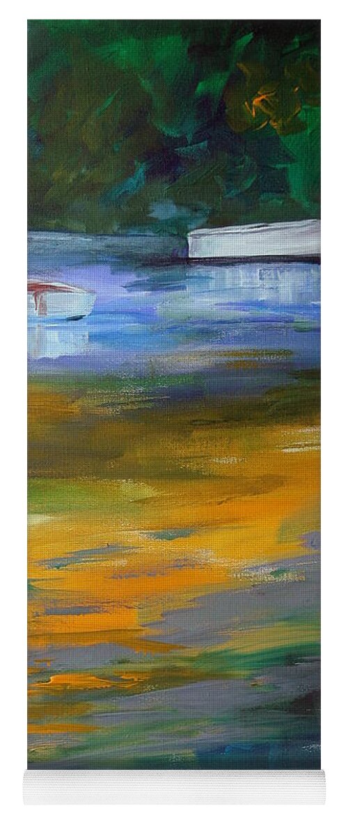 Boats Yoga Mat featuring the painting Three in a row by Julie Lueders 