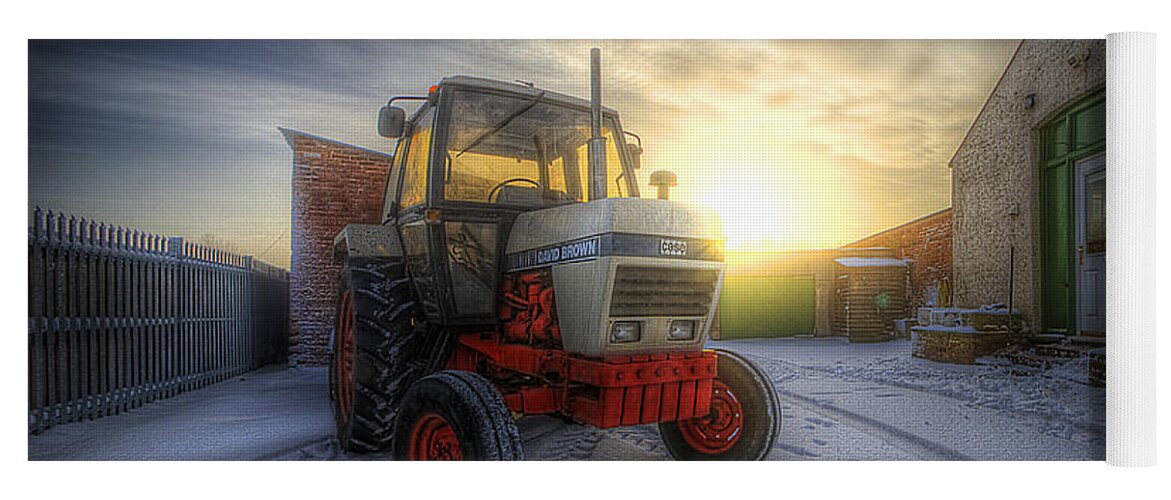 Yhun Suarez Yoga Mat featuring the photograph Tractor Sunrise by Yhun Suarez