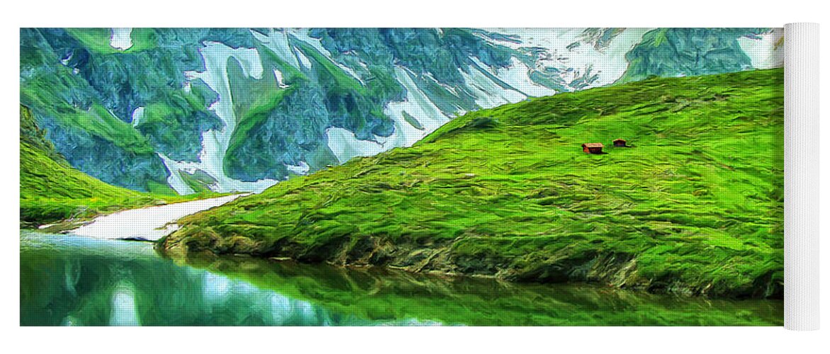 Alps Yoga Mat featuring the painting Travelers Rest Swiss Alps by Dominic Piperata