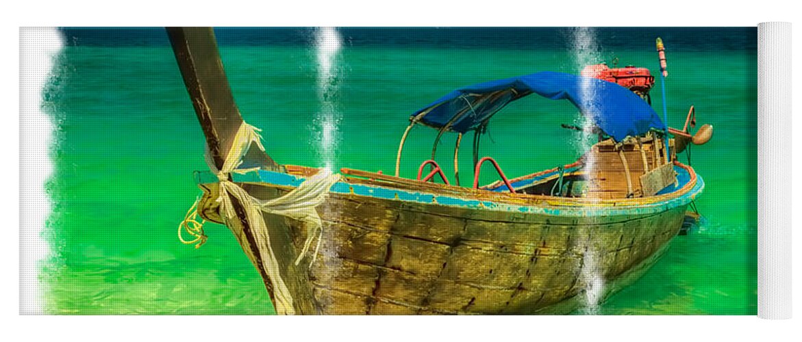 Koh Lanta Yoga Mat featuring the photograph Triptych Longboat by Adrian Evans