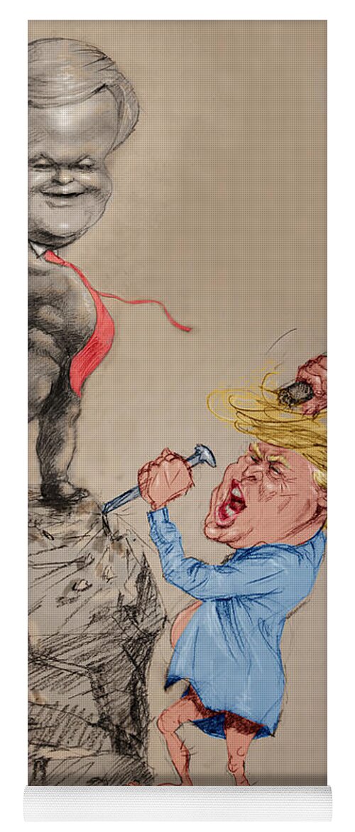 Donald Trump Yoga Mat featuring the drawing Trump Shaping Up the Future by Ylli Haruni