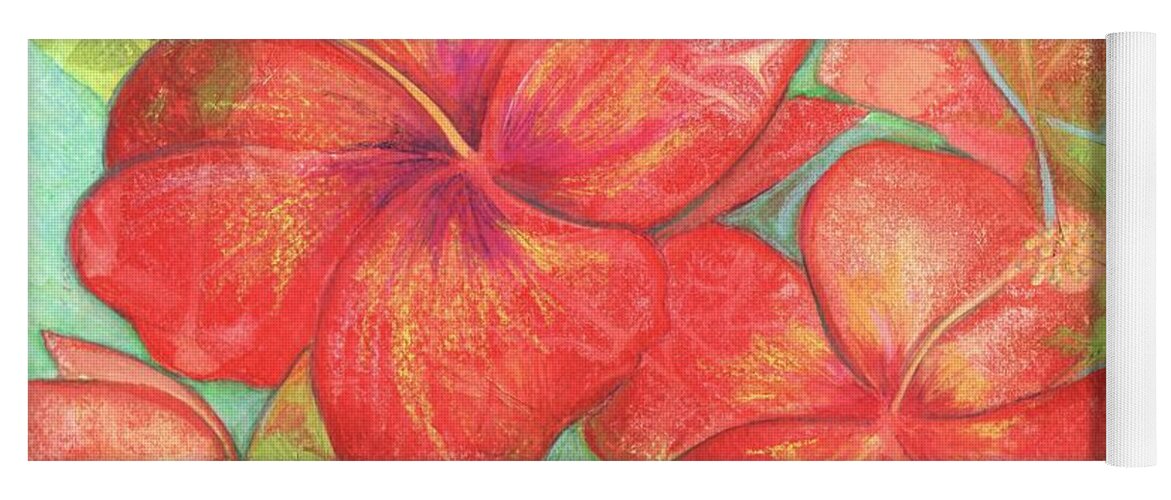 Hibiscus Yoga Mat featuring the painting Two Hibiscus Blossoms by Carla Parris