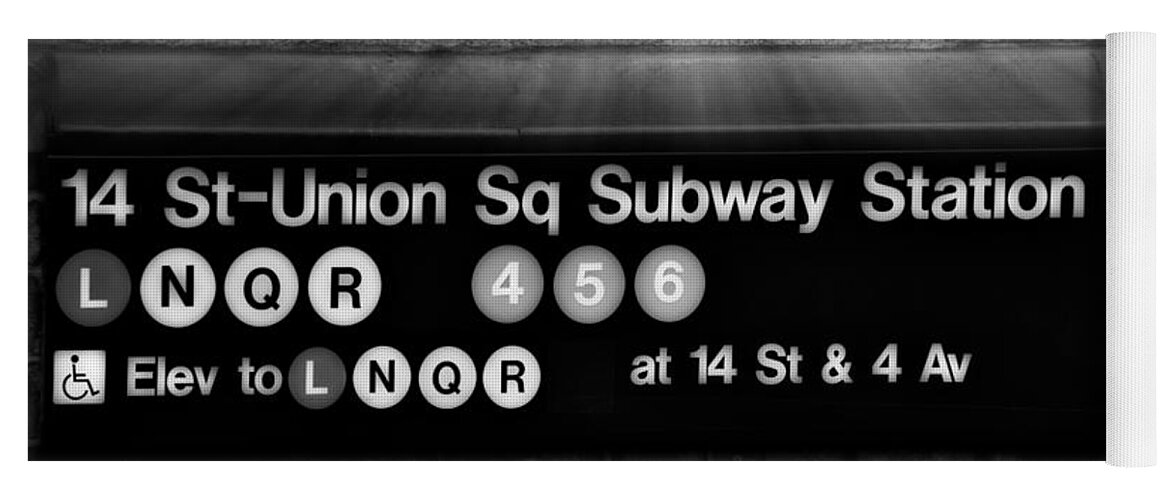Union Square Yoga Mat featuring the photograph Union Square Subway Station BW by Susan Candelario