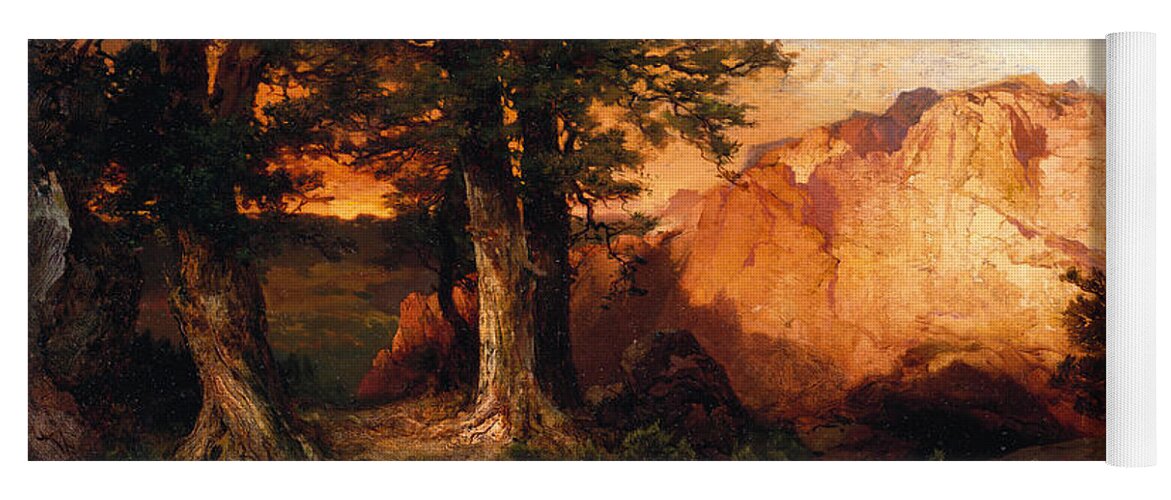 Thomas Moran Yoga Mat featuring the painting Western Sunset by Thomas Moran