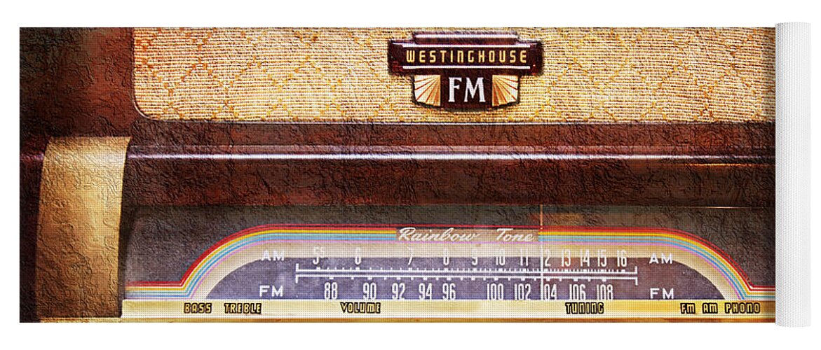 Ancient Yoga Mat featuring the photograph Westinghouse FM Rainbow Tone Radio by Andee Design