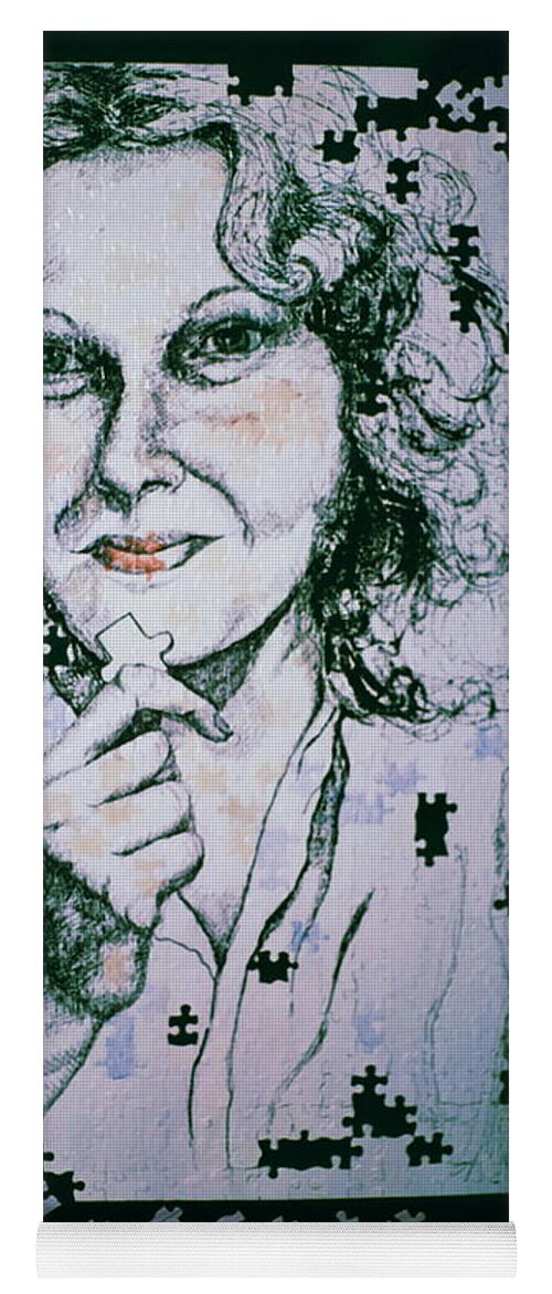 Self-portrait Yoga Mat featuring the mixed media Where Does The Next Piece Go? by Rory Siegel