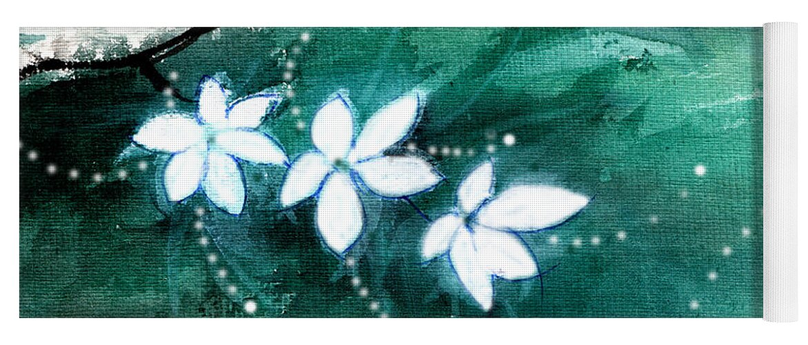 Nature Yoga Mat featuring the painting White Flowers by Anil Nene