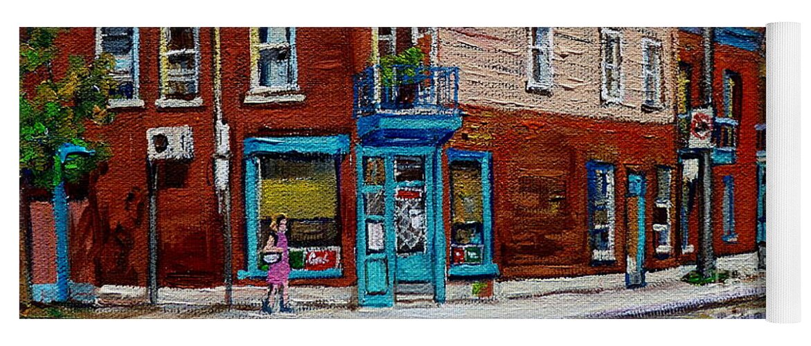 Montreal Yoga Mat featuring the painting Wilensky's Light Lunch Plateau Montreal by Carole Spandau