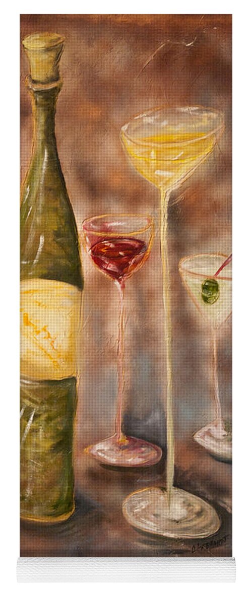 Abstracticle Still Life Yoga Mat featuring the painting Wine or Martini? by Chuck Gebhardt