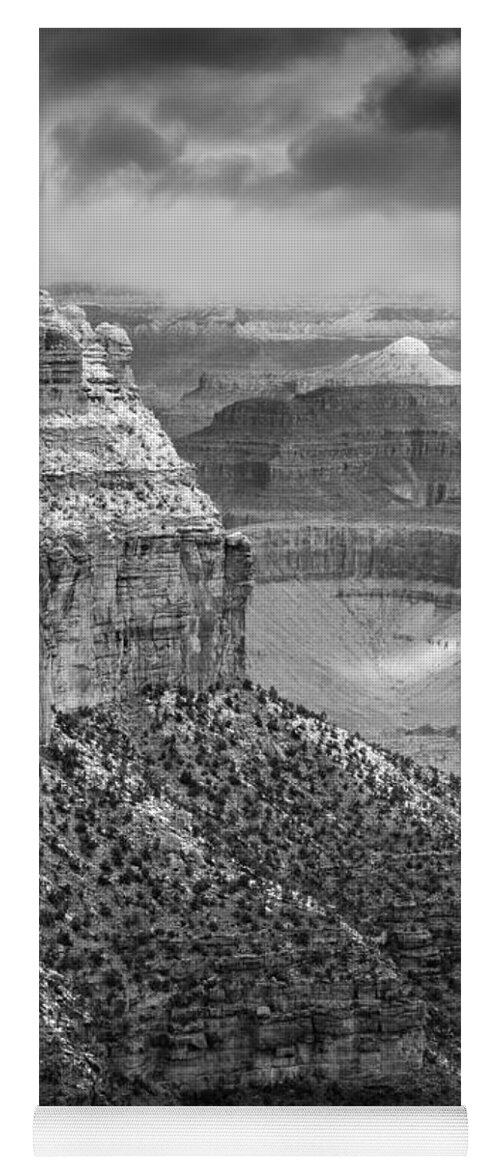 Black & White Yoga Mat featuring the photograph Winter Morning at the Grand Canyon by Sandra Bronstein