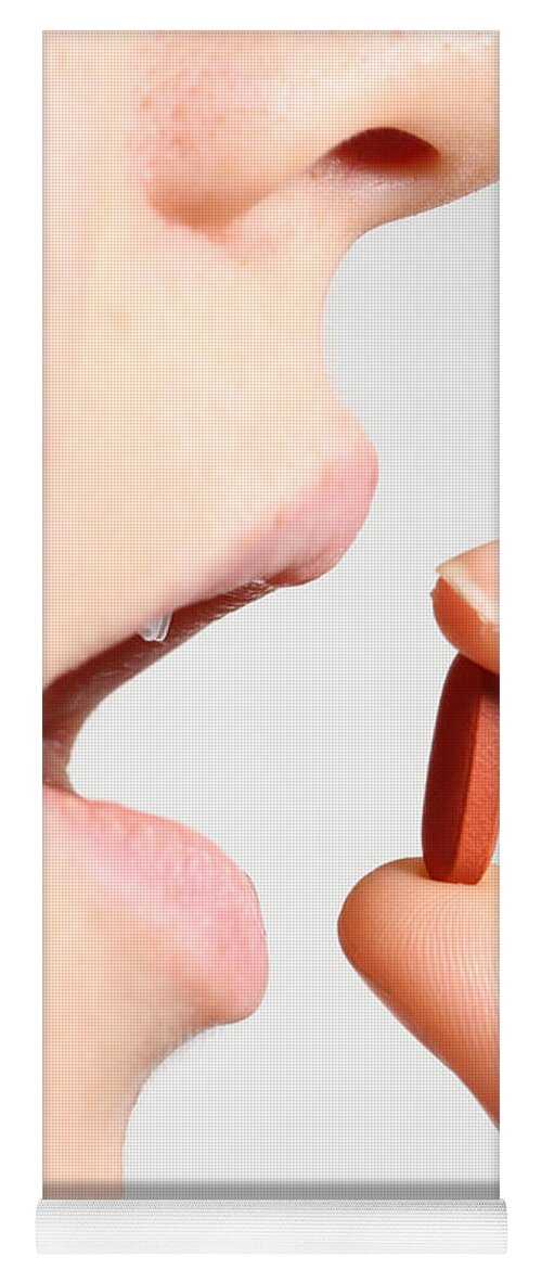 Caucasian Yoga Mat featuring the photograph Woman Taking Ibuprofen by Photo Researchers, Inc.