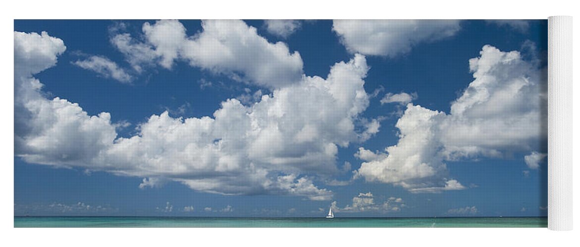 Barbados Yoga Mat featuring the photograph Yacht In The Distance Off The West by Axiom Photographic