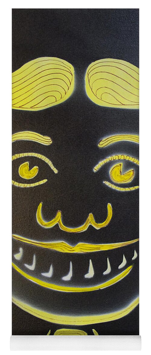 Tillie Of Asbury Park Yoga Mat featuring the painting Yellow on Black Tillie by Patricia Arroyo