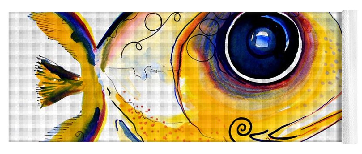 Fish Yoga Mat featuring the painting Yellow Study Fish by J Vincent Scarpace