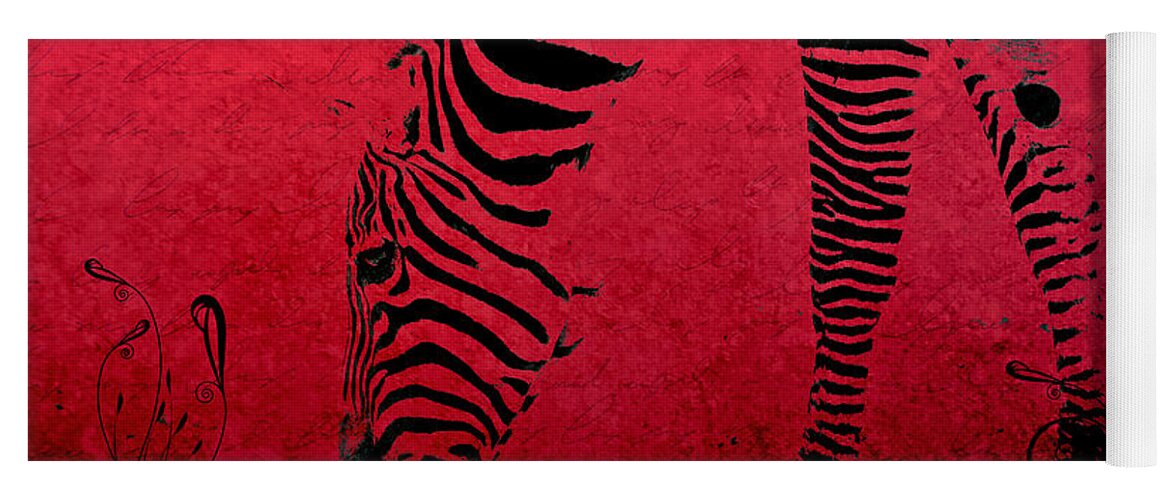 Zebra Yoga Mat featuring the photograph Zebra on Red by Aimelle Ml