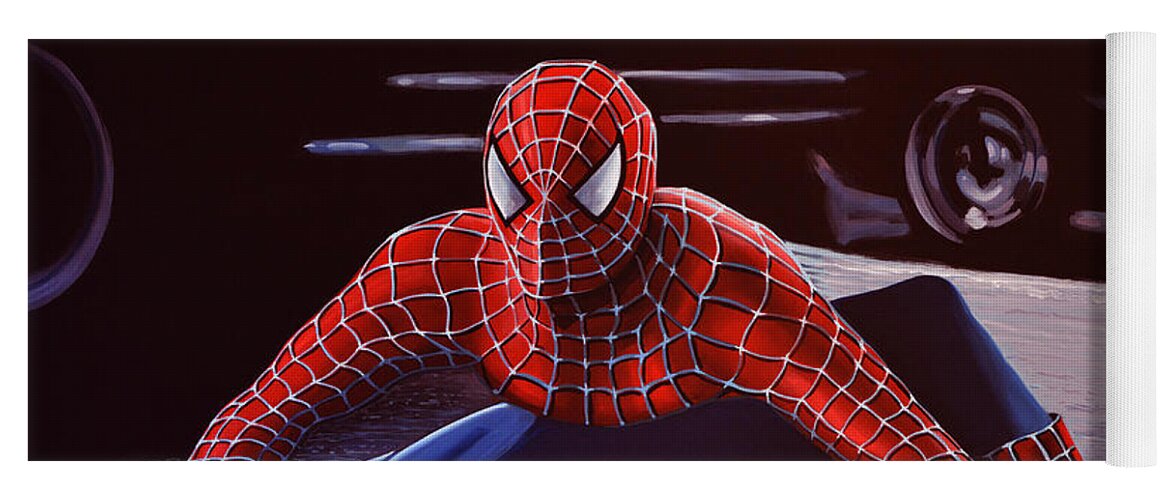Spiderman Yoga Mat featuring the painting Spiderman 2 by Paul Meijering