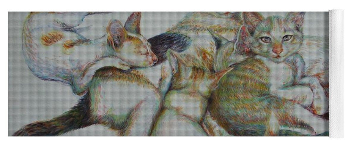 Cats Yoga Mat featuring the painting The Family by Sukalya Chearanantana