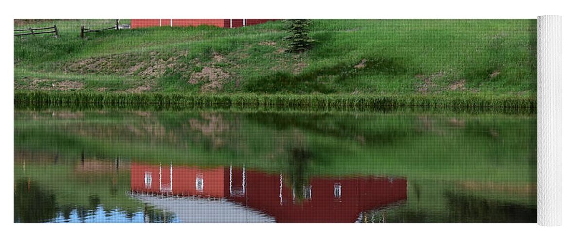 Red Yoga Mat featuring the photograph Red Barn Burgess Res Divide CO by Margarethe Binkley