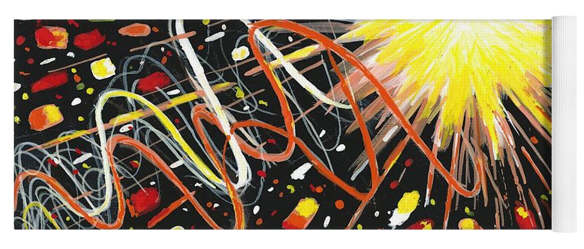 #holidays #independenceday #4thofjuly #sparklers #fireworks #abstract #entrance #courtyard #contemporary #explosion #fluidabstracts Yoga Mat featuring the painting 4th of July by Allison Constantino