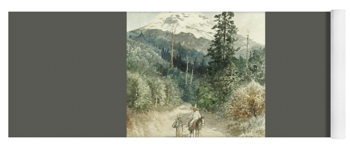 August LÖhr (german Yoga Mat featuring the painting A view of Popocatepetl by MotionAge Designs