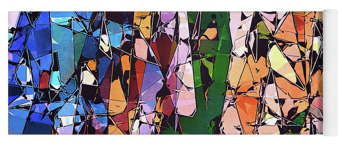 Stained Glass Yoga Mat featuring the digital art Abstract Stained Glass #1 by Phil Perkins