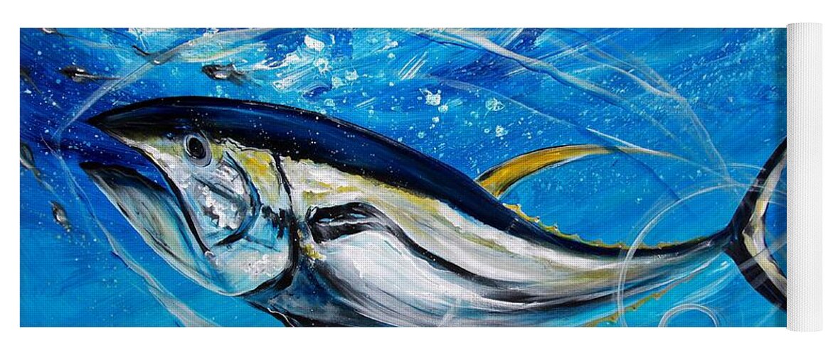 Tuna Yoga Mat featuring the painting Abstract Yellow Fin Tuna by J Vincent Scarpace