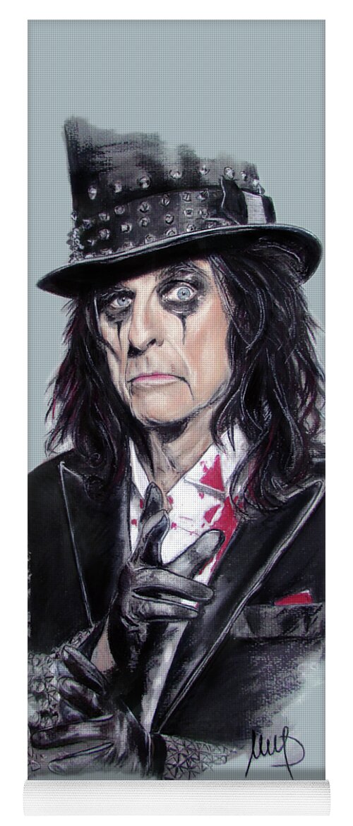 Alice Cooper Yoga Mat featuring the painting Alice Cooper #1 by Melanie D