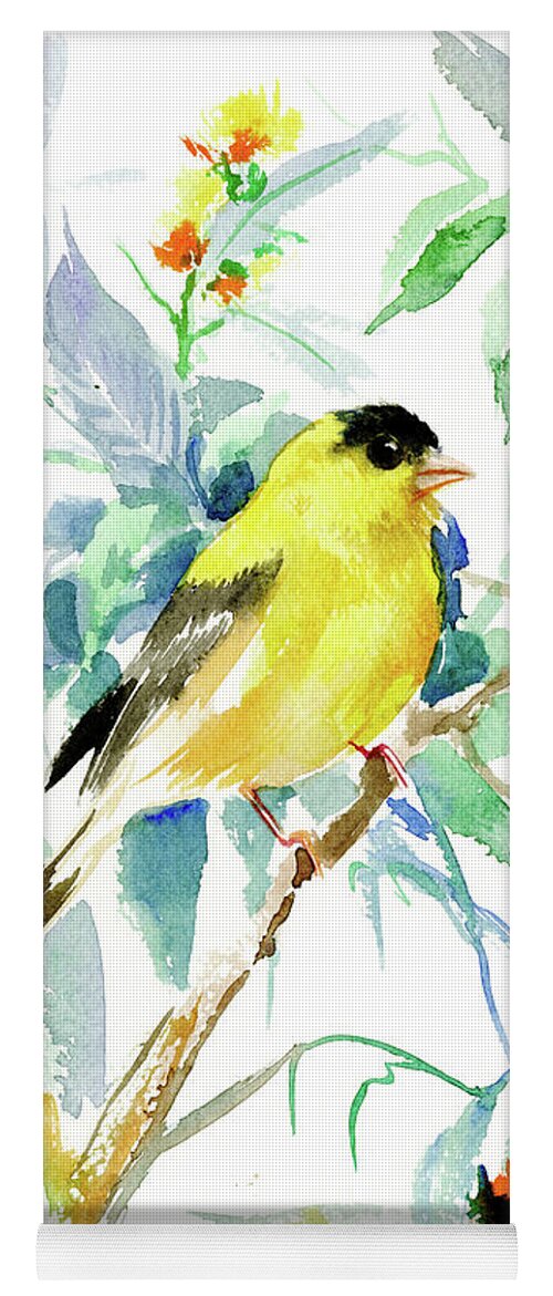 Goldfinch Yoga Mat featuring the painting American Goldfinch #1 by Suren Nersisyan