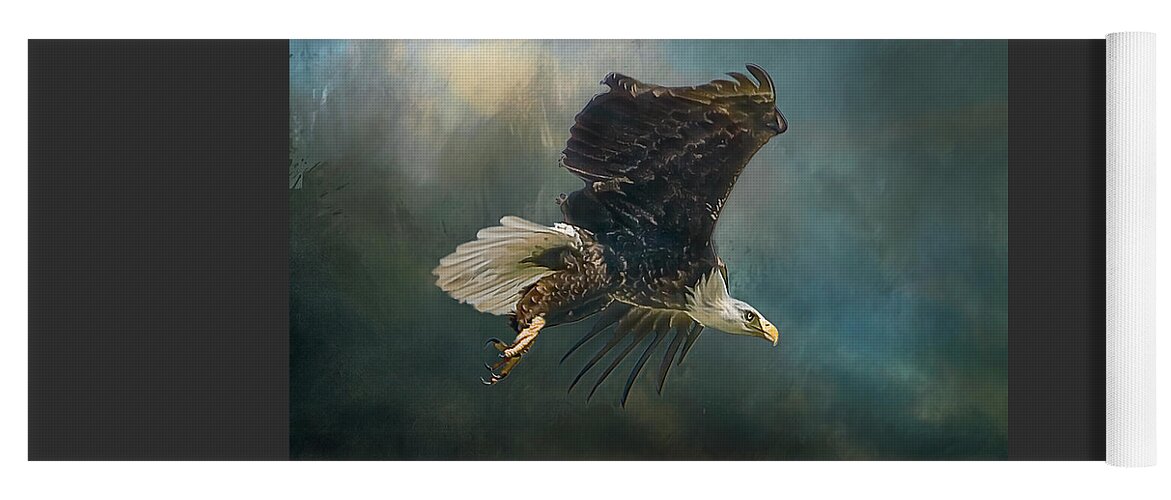 Bald Eagle Yoga Mat featuring the photograph Bald Eagle swooping #1 by Brian Tarr
