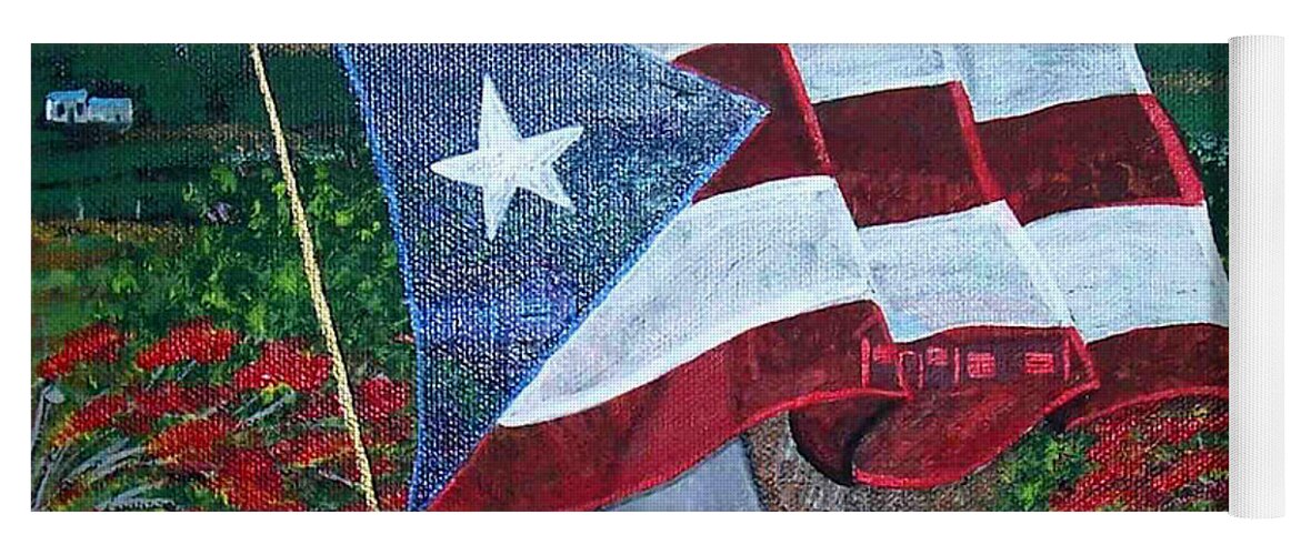 Puerto Rico Flag Yoga Mat featuring the painting Bandera De Puerto Rico by Gloria E Barreto-Rodriguez