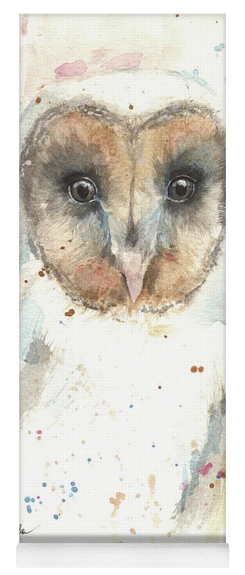 Owl Yoga Mat featuring the painting Barn owl by Ang El