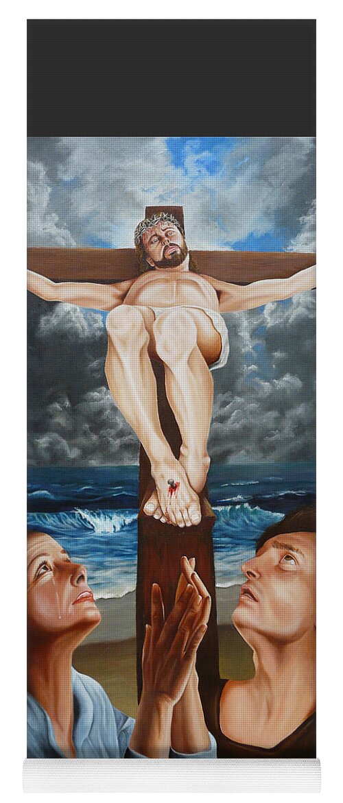 Christ Yoga Mat featuring the painting Behold Your Son by Vic Ritchey