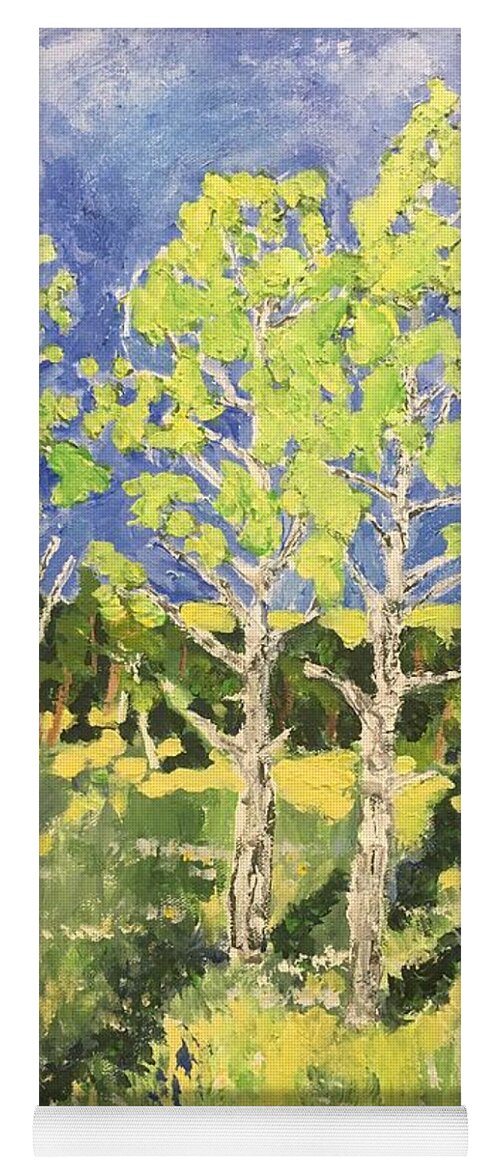 Plein Air Yoga Mat featuring the painting Birch #1 by Rodger Ellingson