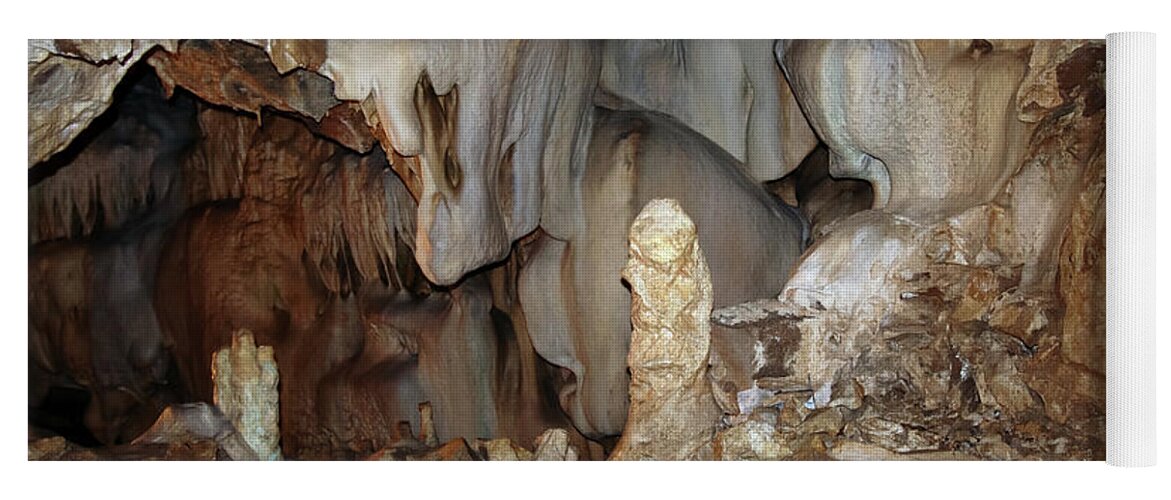 Cave Yoga Mat featuring the photograph Bizarre mineral formations in stalactite cavern #1 by Michal Boubin