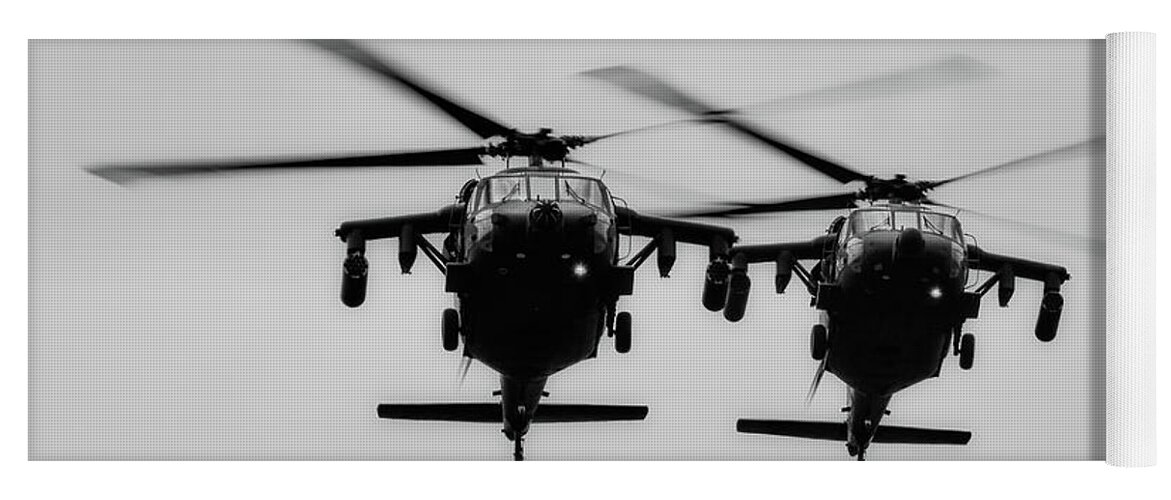 Uh-60 Black Hawk Yoga Mat featuring the photograph Black Hawks On Patrol #1 by Mountain Dreams